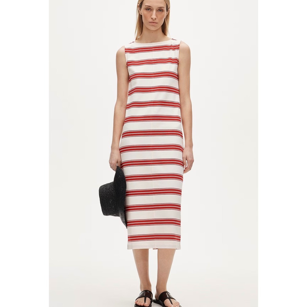 J.Crew Womens 3X Red White Striped Sleeveless Cotton Midi Dress CV653 NWT